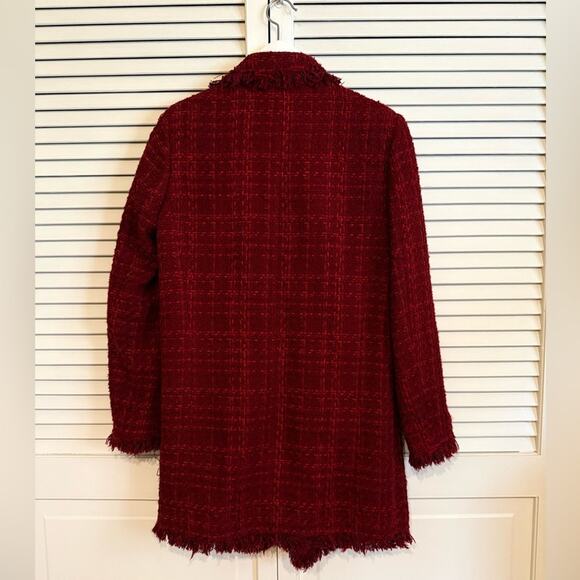 Zara Red Tweed Long Blazer - Picture 4 of 4